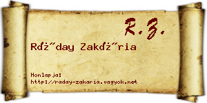 Ráday Zakária névjegykártya